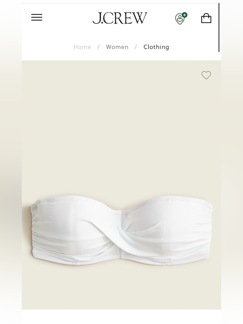 Twist-bandeau underwire bikini top white 36D